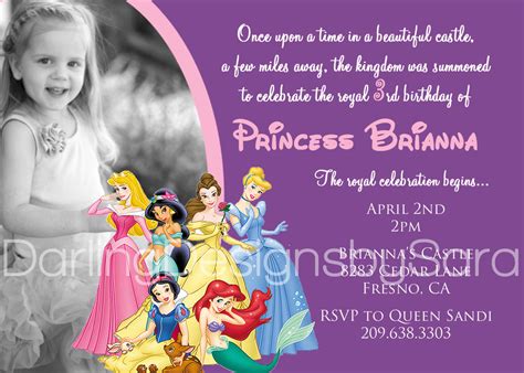 disney princess st birthday invitations