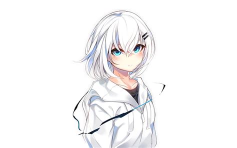 Anime Girl With Blue Eyes And White Hair