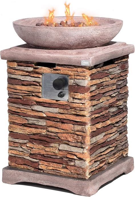 Cosiest Outdoor Propane Fire Pit Table W Faux Brown Compact
