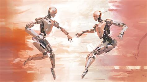 Premium Ai Image Robots Running In Abstract Futuristic Space Ai