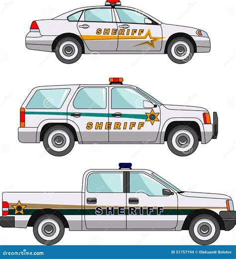 Sheriffs Car On A White Background In A Flat Style Stock Vector