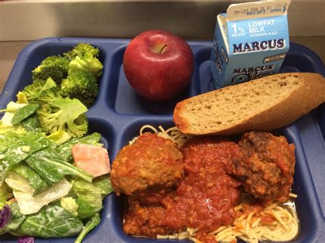 Homemade Meatballs With Whole Grain Spaghetti Meal Cafeteria Food