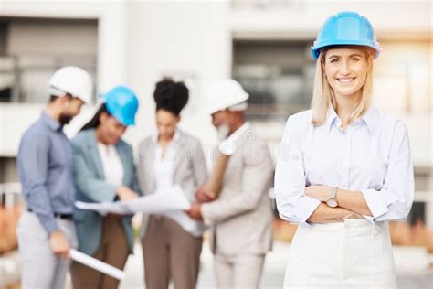 Architecture Engineer And Portrait Of Woman With Smile For Building