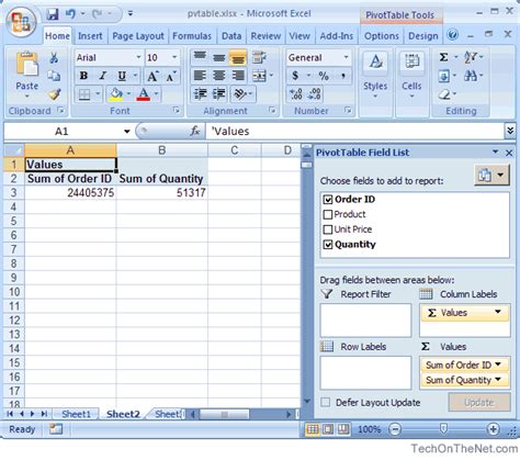 Ms Excel 2007 How To Create A Pivot Table