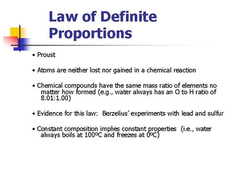 Definite Proportions Multiple Proportions And Atomic Theory Law