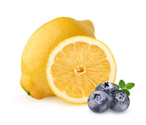 Lemon And Blueberries Isolated On A White Background Stock Image