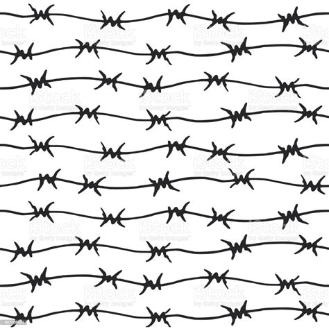 Barbed Wire Hand Drawn Seamless Pattern Stock Vector Art & More Images