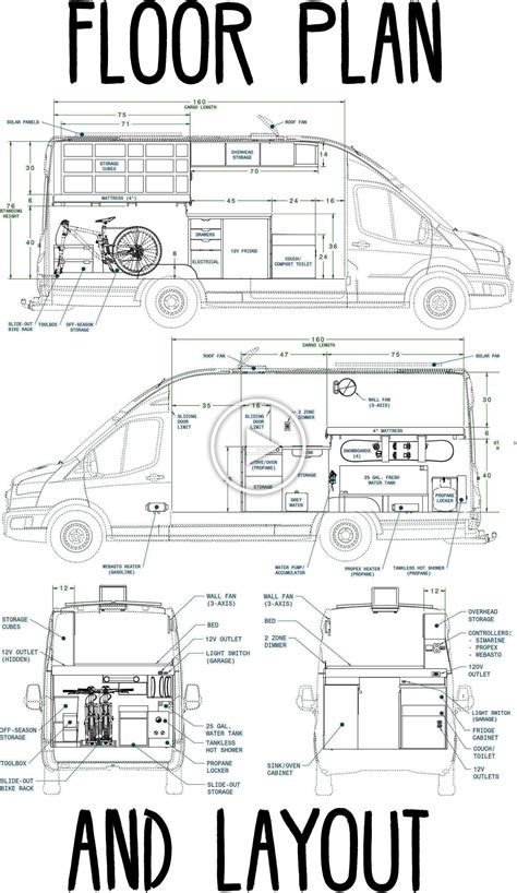 Floor Plan And Interior Layout Of Our Ford Transit High Roof 148