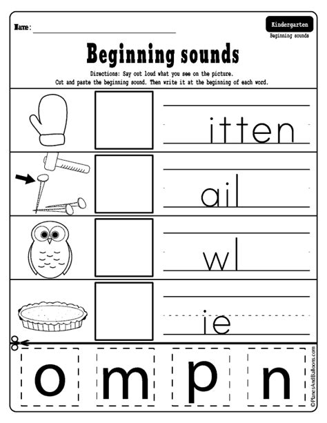 Beginning Sounds Cut And Paste Worksheets Preschool