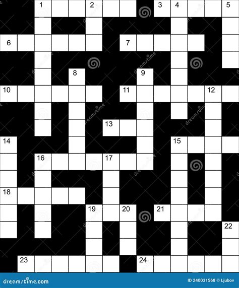 Simple Crossword Puzzle Empty Grid With Numbers Stock Vector