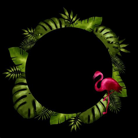 Tropical Clip Art Leaves And Flamingos Frames Tropical Etsy