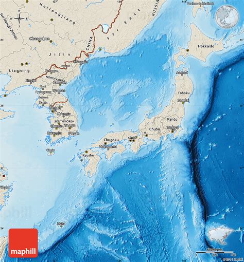 Shaded Relief Map Of Japan