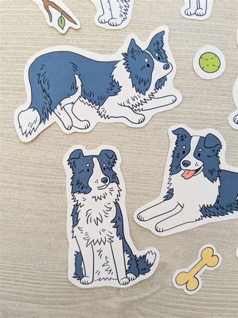 Cute Cartoon Border Collie Sticker Set Dog Sticker Pack Etsy