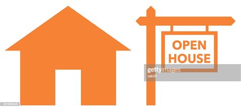 House With Open House Sign Isolated Vector High Res Vector Graphic