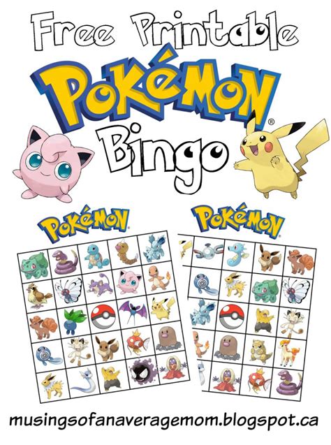 Musings Of An Average Mom Pokemon Bingo Printable Bingo Cards