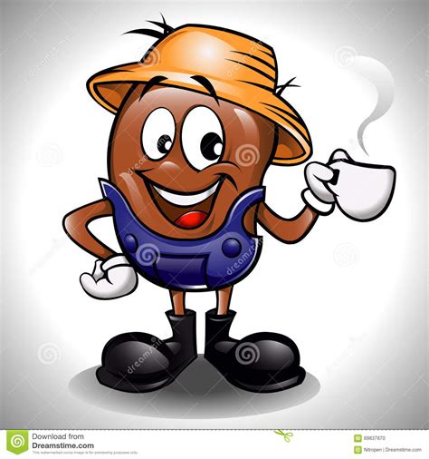 Farmer Coffee Bean Cartoon Stock Vector Illustration Of Kitchen 69837870