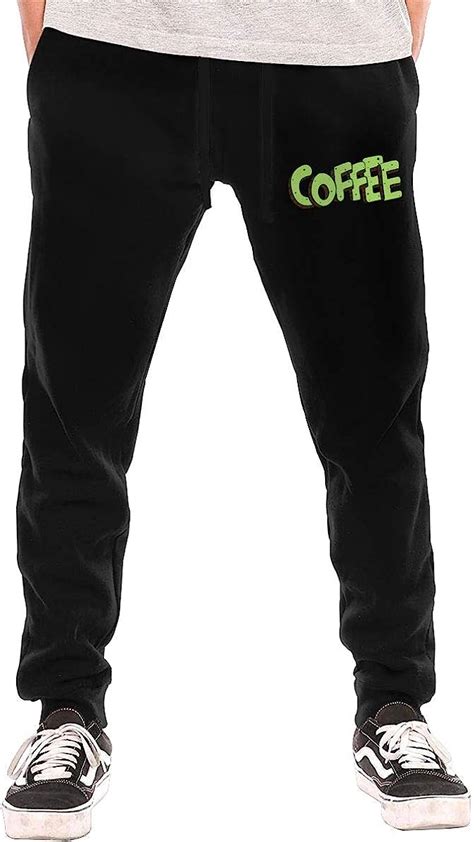 Bahilye Coffee Black Mens Sweatpants Drawstring Long Pants