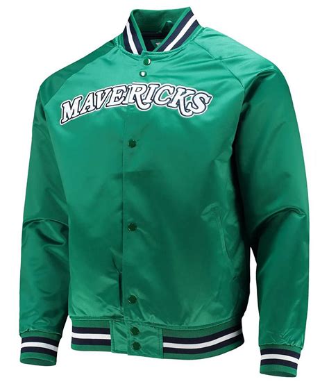 Satin Full Snap Dallas Mavericks Hardwood Classics Green Jacket