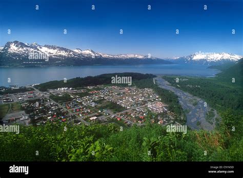 View Of The Coastal Town Of Valdez And The Trans Alaska Pipeline