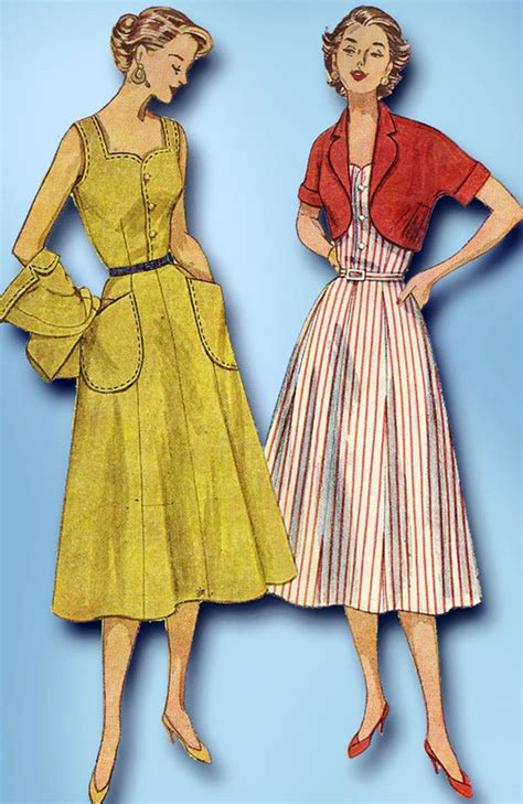 1950s Misses Simplicity Sewing Pattern 4282 Uncut Misses Sun Dress Siz