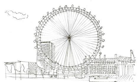 Original Ink Drawing London Eye Art London Sketch Etsy