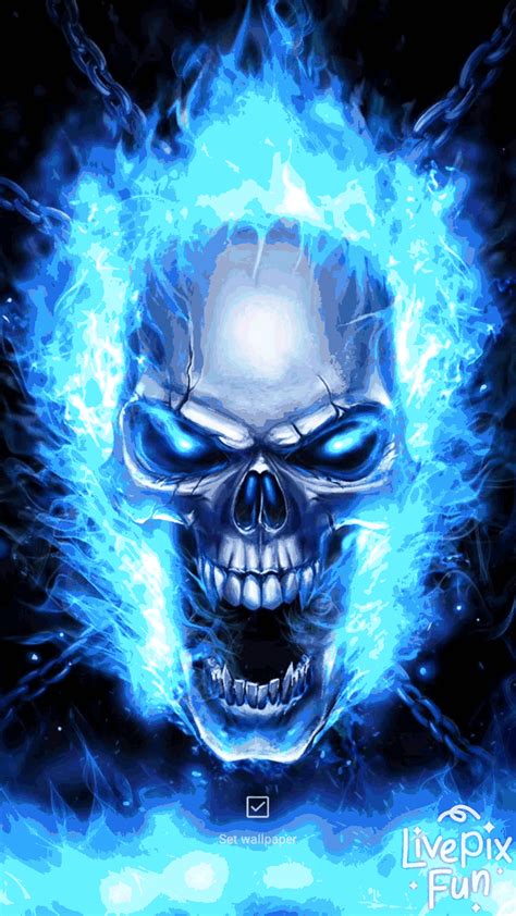 If you have your own one, just send us the image and we will show. skull live wallpaper💀 blue flame skull live wallpaper ...