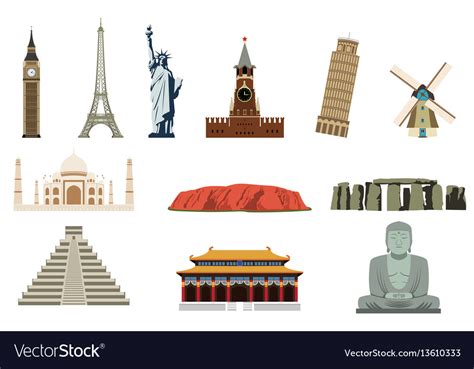 Famous World Landmarks Travel And Tourism Vector Image