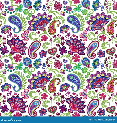 Paisley Seamless Hand Draw Vector Pattern Traditional Indian Pattern