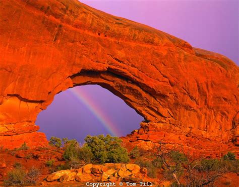 Rainbow At North Window Arches National Park Utah