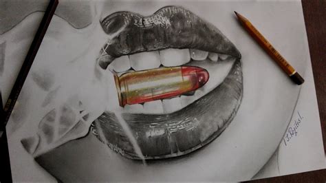 How To Draw Realistic Lips Smoke Bullet 🔫 Youtube