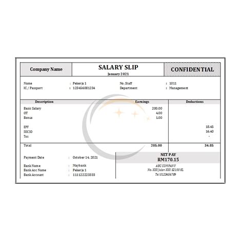 Template Slip Gaji Payslip Auto Calculation Full Edition Excel Not