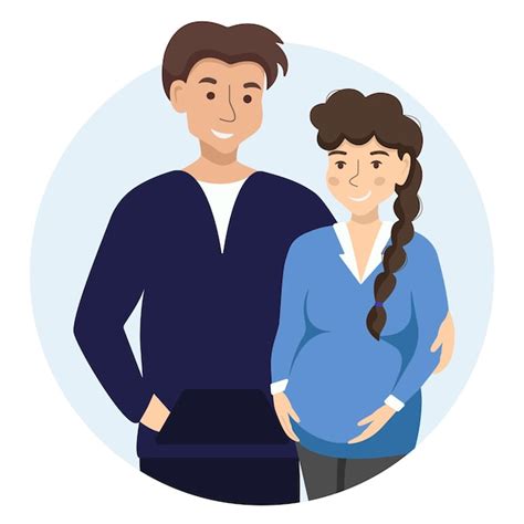 Premium Vector Happy Relationship And Pregnancy Concept Cartoon Couple Man And Woman Standing