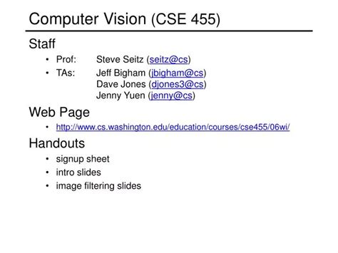 Ppt Computer Vision Cse 455 Powerpoint Presentation Free Download
