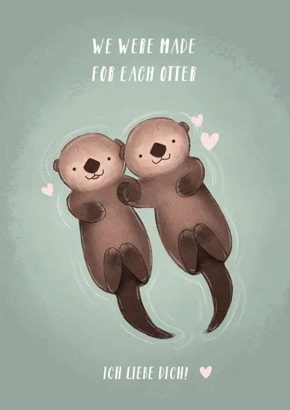 Liebeskarte Otter Mit Herzen Foto Innen Cute Drawings Cute Cartoon