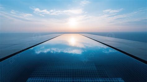 Swimming Pool Over The Sea During Sunset Background Picture Of An