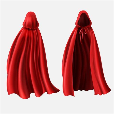 Free Vector Realistic Set Of Red Cloaks With Hoods Isolated On White