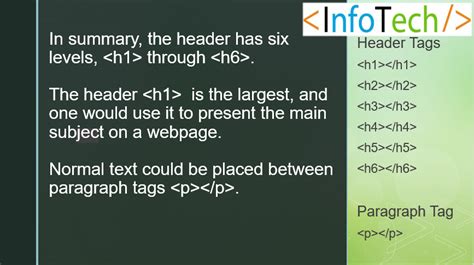 Intro To Html Header Paragraph Tags Page InfoTech Education Corp Web Development Class