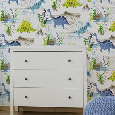Shop for dinosaur room decor at bed bath & beyond. Roar! Dinosaur Wallpaper | Dinosaur wallpaper, Green duvet ...