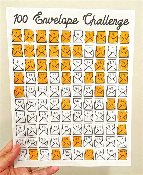 Printable 100 Envelope Challenge Chart