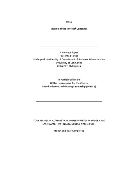 Concept Paper Format Pdf Entrepreneurship American Psychological