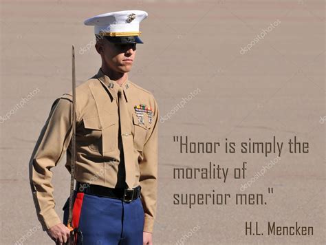 United States Marine Corps Officer Standing At Attention Stock