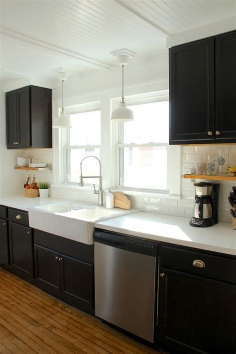 Tricorn black shows up again as a favorite for cabinets! Benjamin Moore Black Kitchen Cabinet Colors - Petite ...