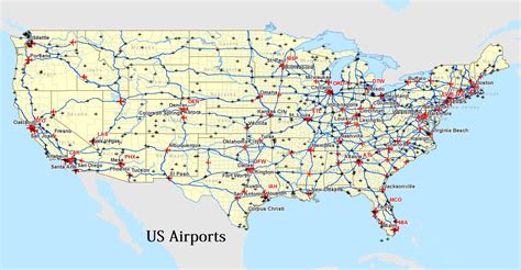 Us International Airports Map World Map
