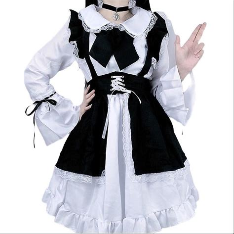 Women Maid Outfit Anime Dress Apron Dress Lolita Dress Men Cafe Costume