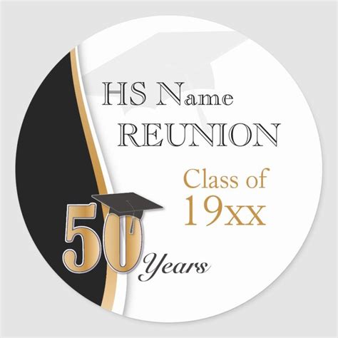 50 Year Class Reunion In Gold And Black Classic Round Sticker Zazzle