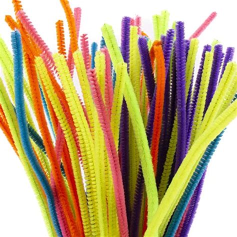Horizon Group Usa 200 Neon Fuzzy Sticks Value Pack Of Pipe Cleaners In 6 Colors 12 Inches