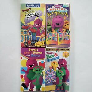 Barney and friends lets pretend with vhs 1993 vintage dinosaur sing along. Vintage Barney Vhs Tapes Lot Of 4 Scrapbook Sharing Colors ...