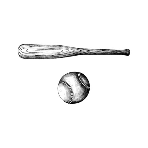 Free Vector Hand Drawn Baseball Bat And Ball