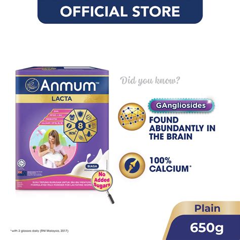 Anmum Lacta 650g No Added Sugars Low Fat Low Gi Lactating Milk For