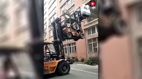 This Double Forklift Technique Is Definitely Not Osha Approved